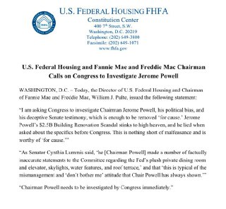 π¨ BREAKING : "Scandalo alla Federal Reserve: Direttore chiede indagine su Jerome Powell per accuse di bias politico e cattiva gestione"