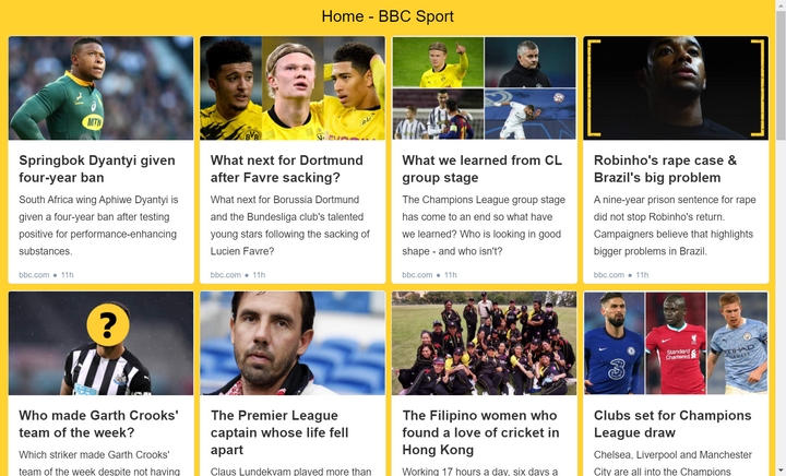 BBC Sports RSS feed