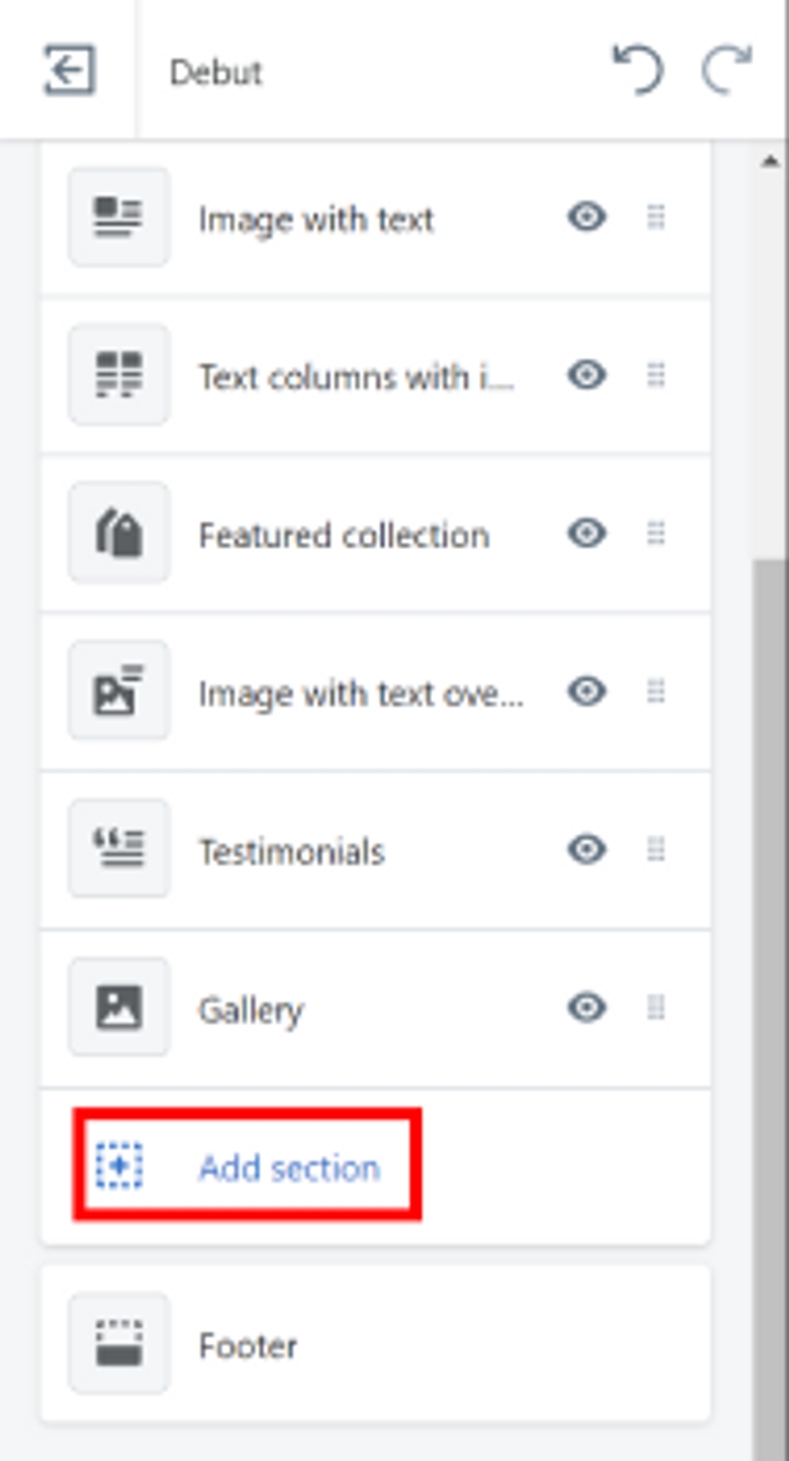 shopify add section