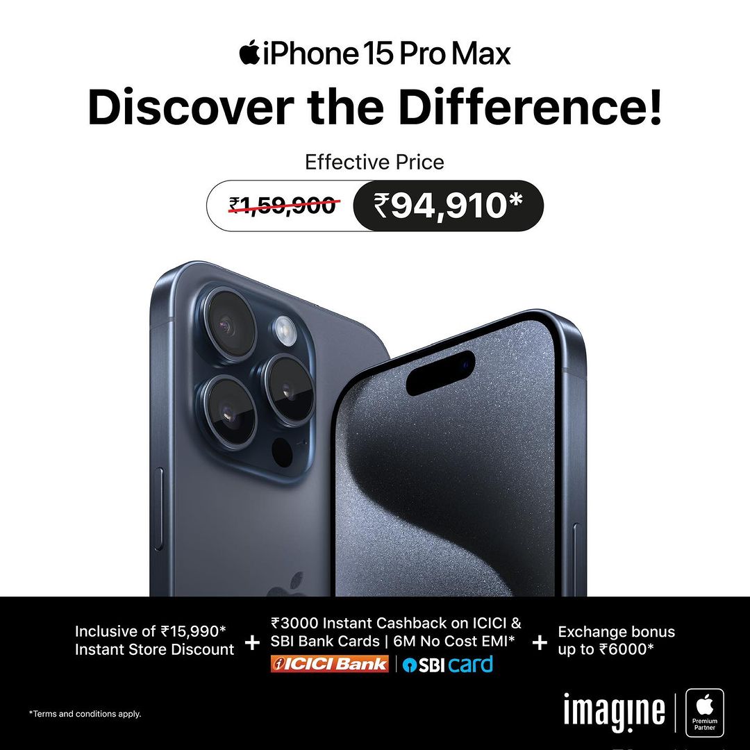 Dreaming of the iPhone 15 Pro Max? Make those dreams a reality with our exclusive offer!

Get FLAT 10% OFF* on the stunn...
