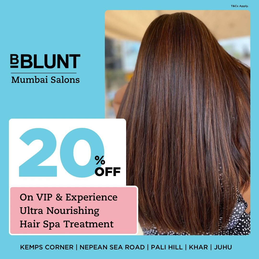 Pamper your hair this June with a 20% OFF on Hair spa at BBLUNT ! 

Valid at:
📍 Juhu: +91 86574 17947
📍 Khar: +91 8657...