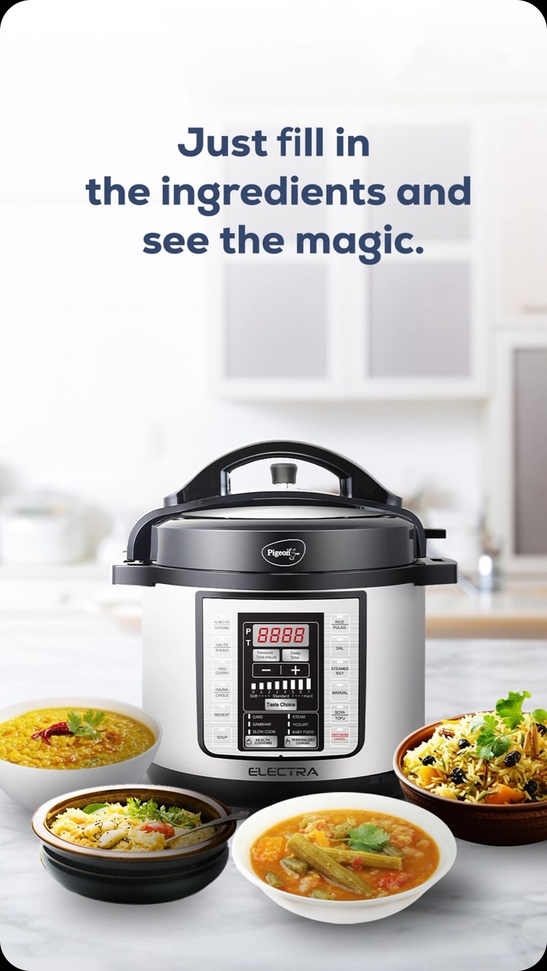 Introduce your kitchen to a smart cooker with 18 pre-set menu where you don’t have to monitor your food every minute.

#...