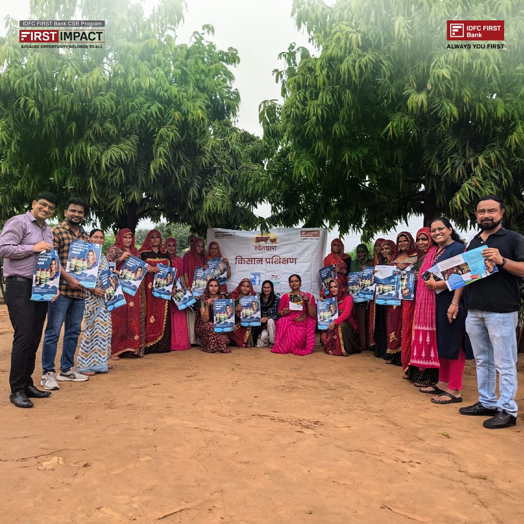 Ravi Sakhare, Manager of Corporate Social Responsibility, and Rishabh Jain, State Head of Mortgages, Rural Banking, head...