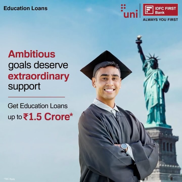 Make your dreams accessible with IDFC FIRST Bank. Avail Education Loans up to ₹1.5 crore*.

 Apply now (link in bio)

#I...