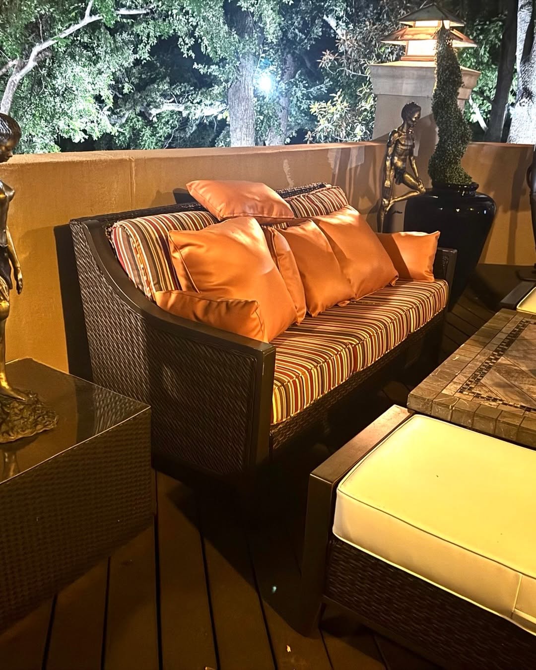 Beautiful light often glistens amidst the shadows of night! Natural beauty in its effervescence reveals God decorates in shades beneath the canopy of trees! Thank you Lord for light in the dusk!