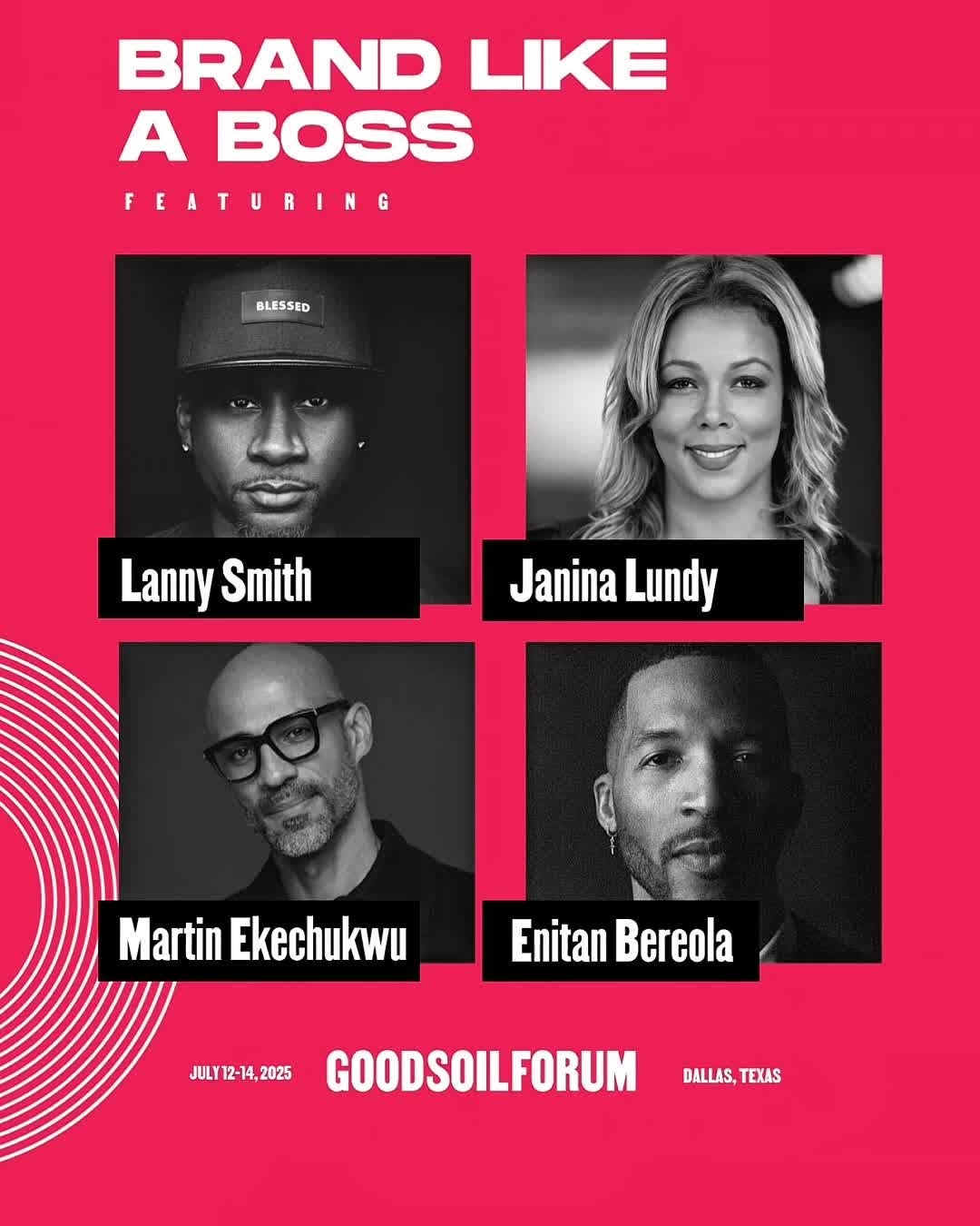 🚨 Your logo isn’t your brand. Your impact is.

If you’re ready to build a brand that breaks through the noise, attracts loyal fans, and drives real revenue, this is your moment.

At the 2025 Good Soil Forum presented by @WellsFargo, get in the room with branding giants:
 🔥 Lanny Smith (Actively Black)
 🔥 Martin Ekechukwu (WHTWRKS)
🔥Janina Lundy (HARTBEAT)

 🎤 Hosted by brand visionary Enitan Bereola (Saint Miles Co.)

Their session Brand Like a Boss: Storytelling Secrets for Business Growth is where bold ideas meet proven strategy.
They’ll show you how to:
 ⚡️ Unlock your brand’s true identity
 ⚡️ Tell stories that STICK (and sell)
 ⚡️ Keep your brand hot and your audience engaged

This isn’t a vibe, it’s a game plan for brand domination.

📍 June 12–14 | Dallas Arts District
 🎟 Spots are going fast. Register now: www.goodsoilforum.com

#GoodSoilForum #TransfomationAgenda #BusinessEvents #DallasTX #WellsFargo