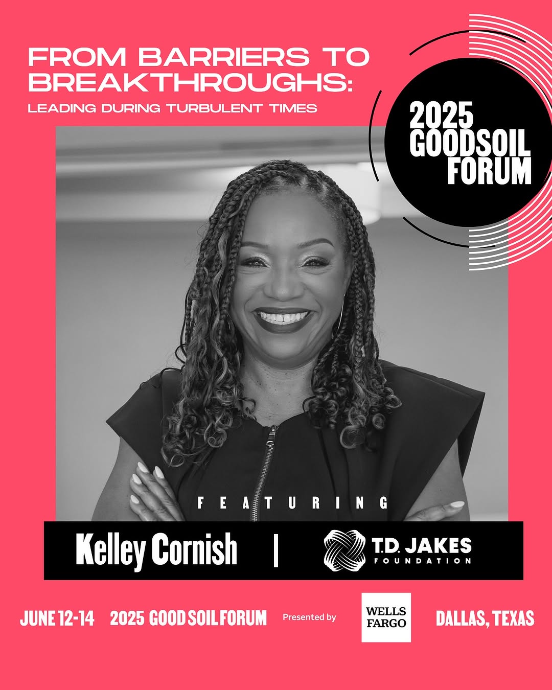 Thrilled to be part of the 2025 Good Soil Forum for a dynamic fireside chat with the extraordinary Elizabeth Gorre. We’ll be unpacking what it means to lead with conviction, navigate change with grace, and turn challenges into catalytic breakthroughs. Proud to represent the T.D. Jakes Foundation on this transformative stage. More details loading… 
.
.
.
.
.
.
#GoodSoilForum #LeadershipInTurbulence #KelleyCornish #ElizabethGorre #TDJakesFoundation #PurposeDrivenLeadership #speaker