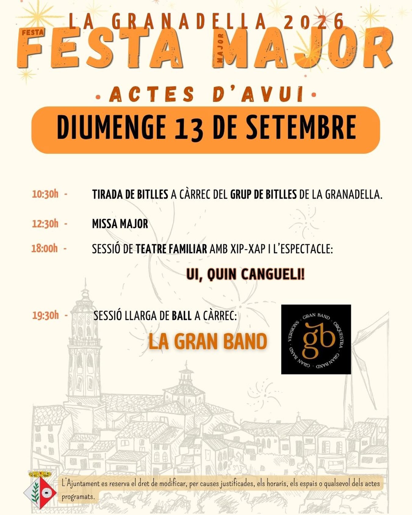 Aquests són els actes d’avui diumenge. Continuem gaudint de la Festa Major