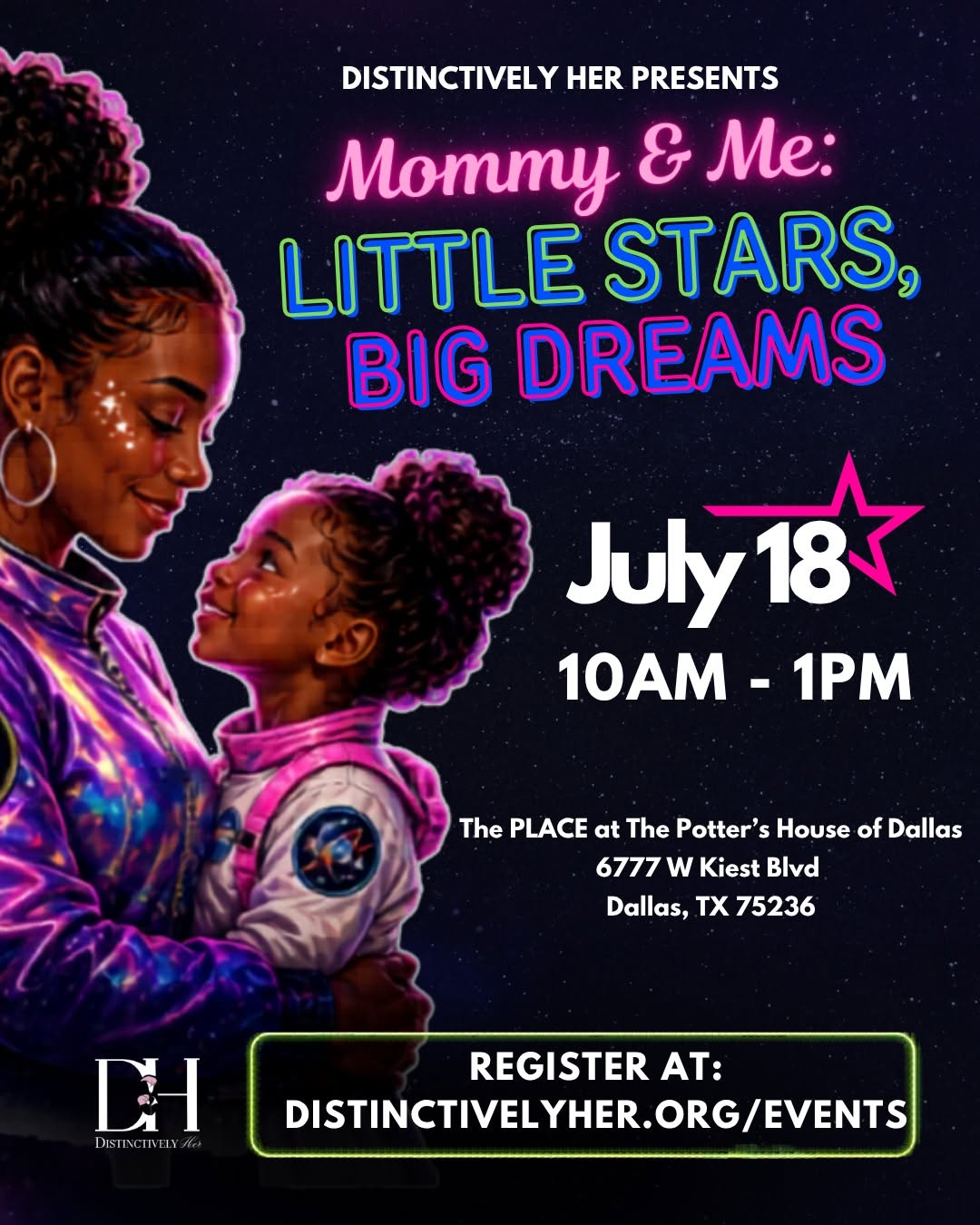 ✨ A special afternoon is waiting for you and your little one. Join @distinctivelyher for Mommy & Me: Little Stars, Big Dreams. This will be an afternoon of connection, creativity, and fun designed to inspire the next generation of dreamers. 

Sign up by tapping our 🔗 in bio! Registration closes tomorrow! 💜🚀