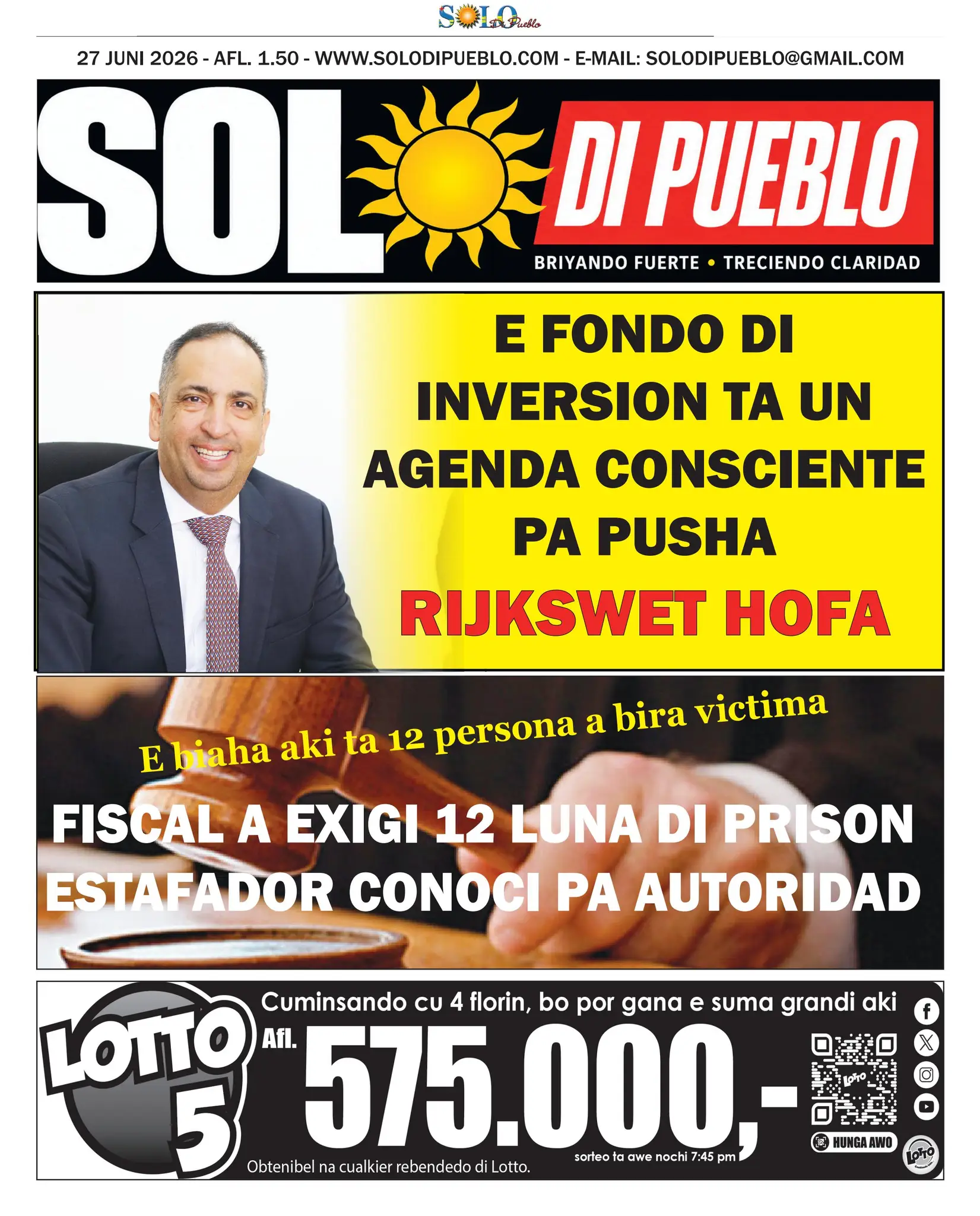 Portada Solo di Pueblo 27 Juni 2026