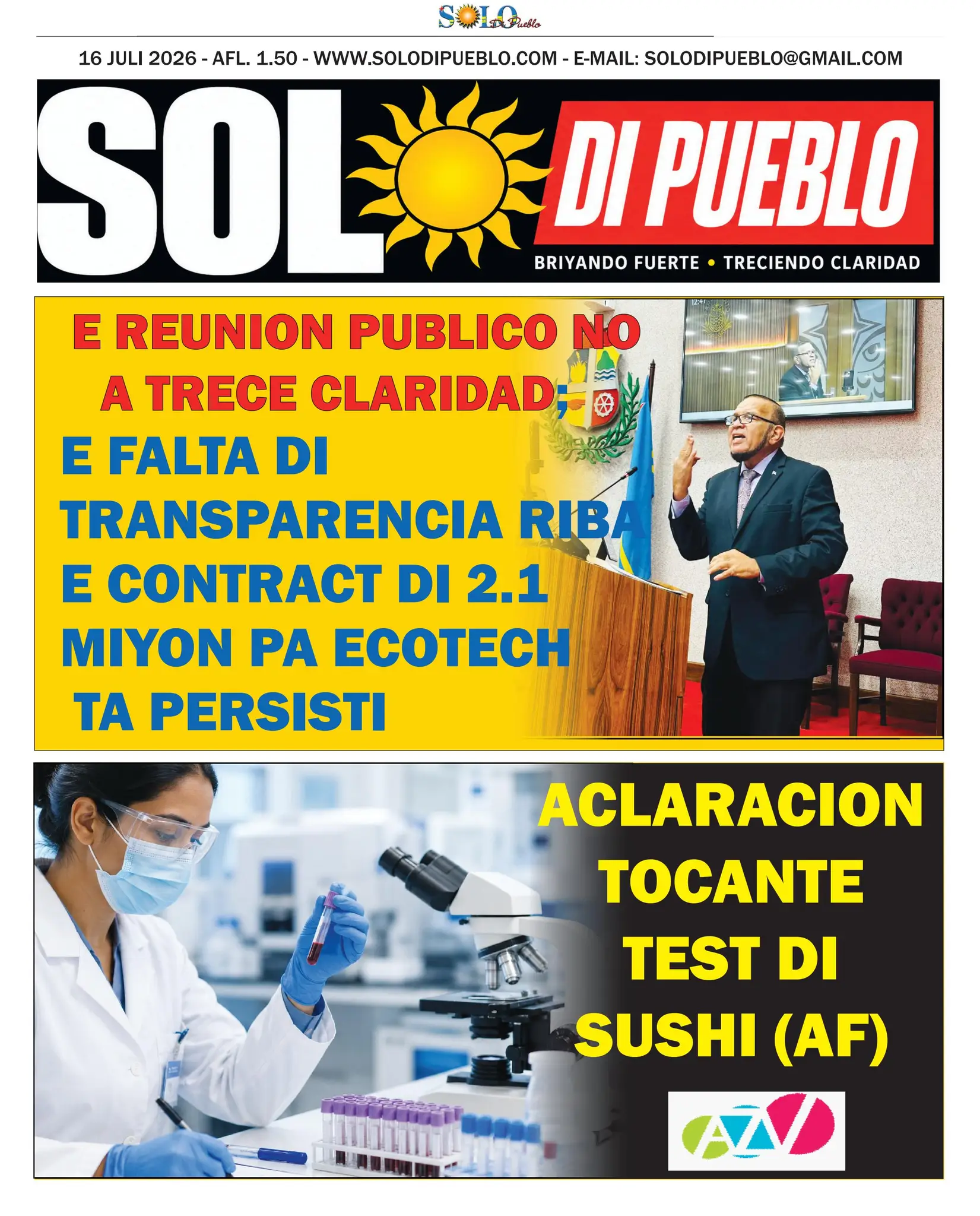 Portada Solo di Pueblo 15 Juli 2026
