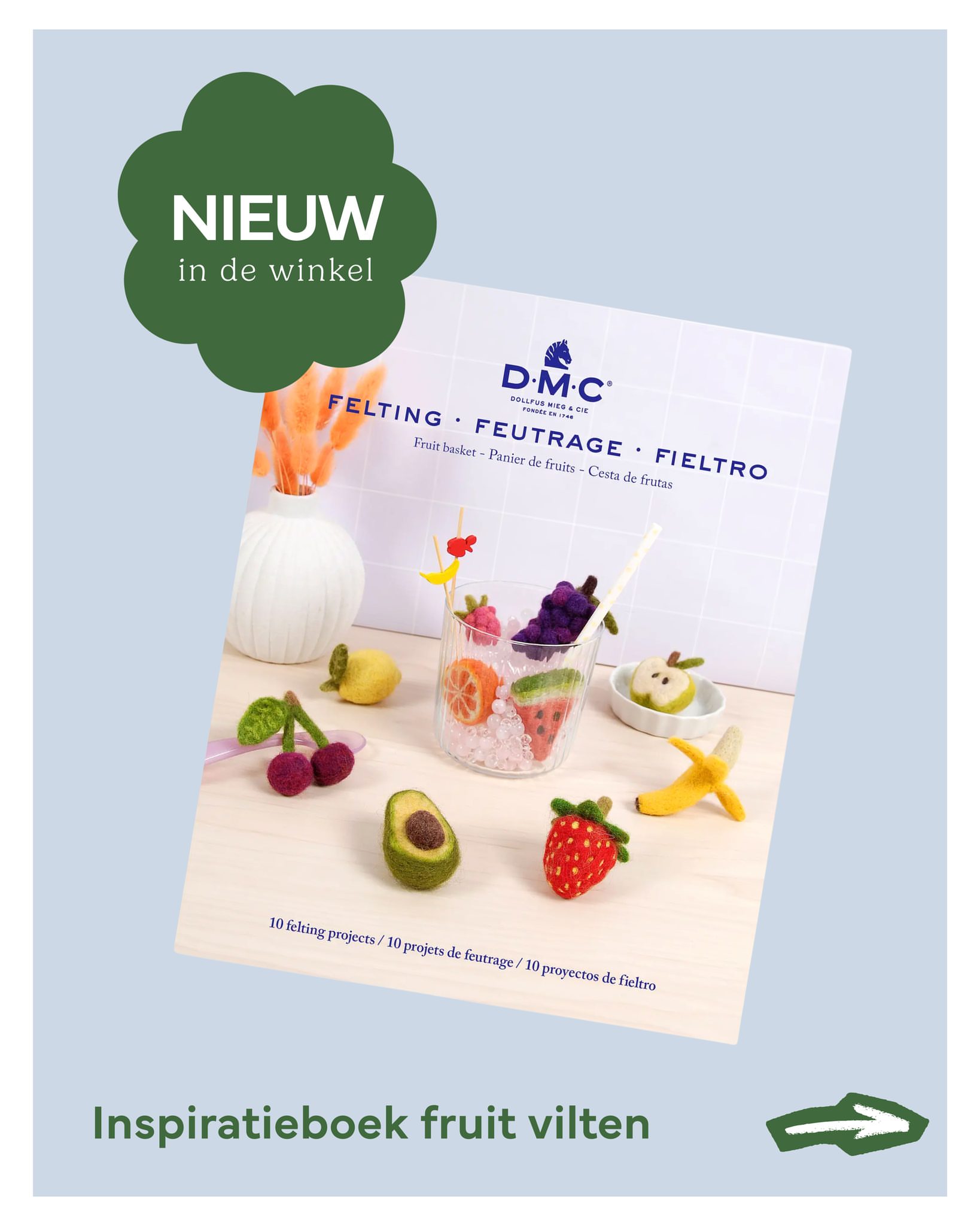 🍓 Nieuw bij De Banier: Vilten inspiratieboek – Fruit 🍐 Laat je creativiteit bloeien met dit leuke patroonboek van 42 p...
