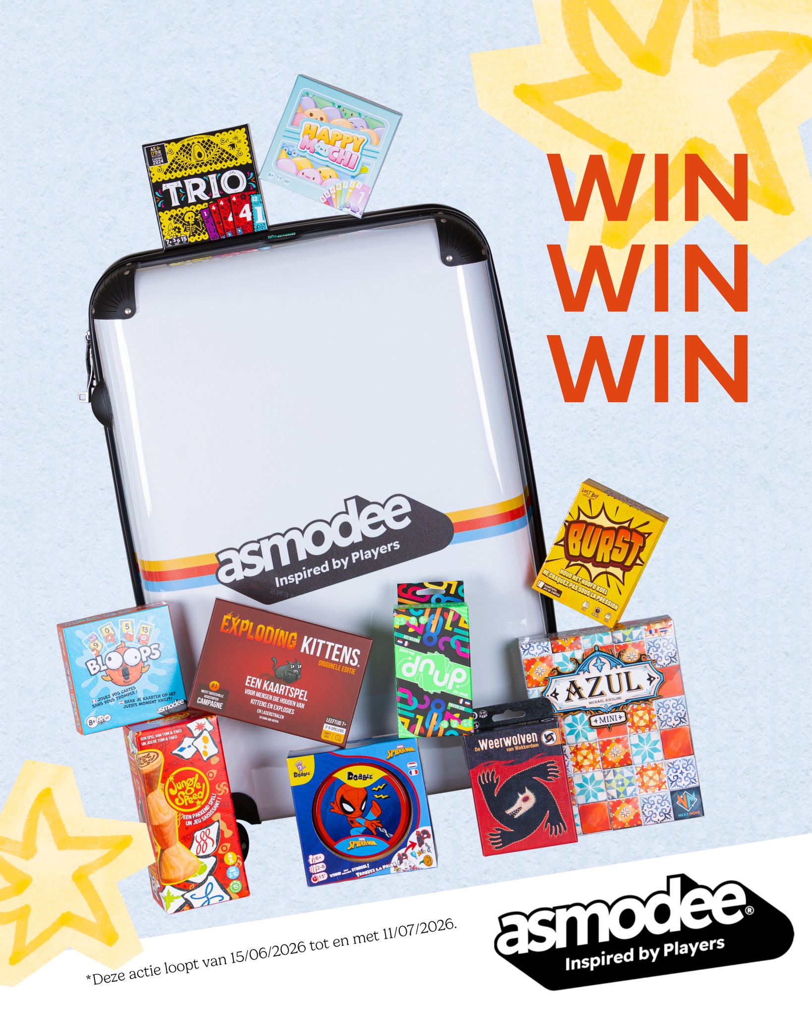 🎲✨ WIN WIN WIN een reiskoffer vol spelplezier! ✨🎲 @asmodee_belgium Droom jij al van zonnige vakantiedagen, gezellige a...