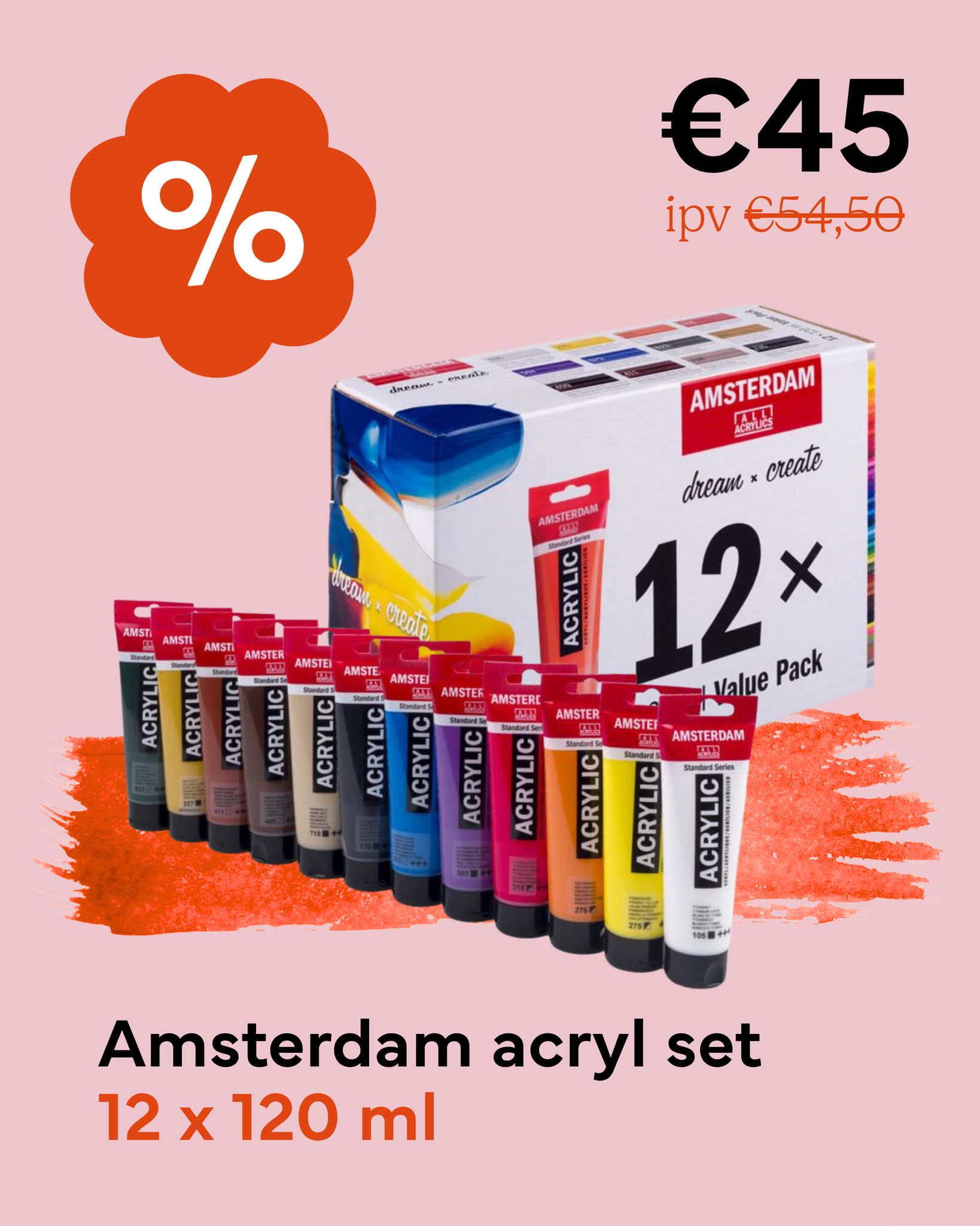 🎨 Klaar voor het nieuwe academiejaar? Scoor de Amsterdam basisset (12 x 120 ml) nu voor €45 i.p.v. €54,50. ✨ 📅 Actie g...