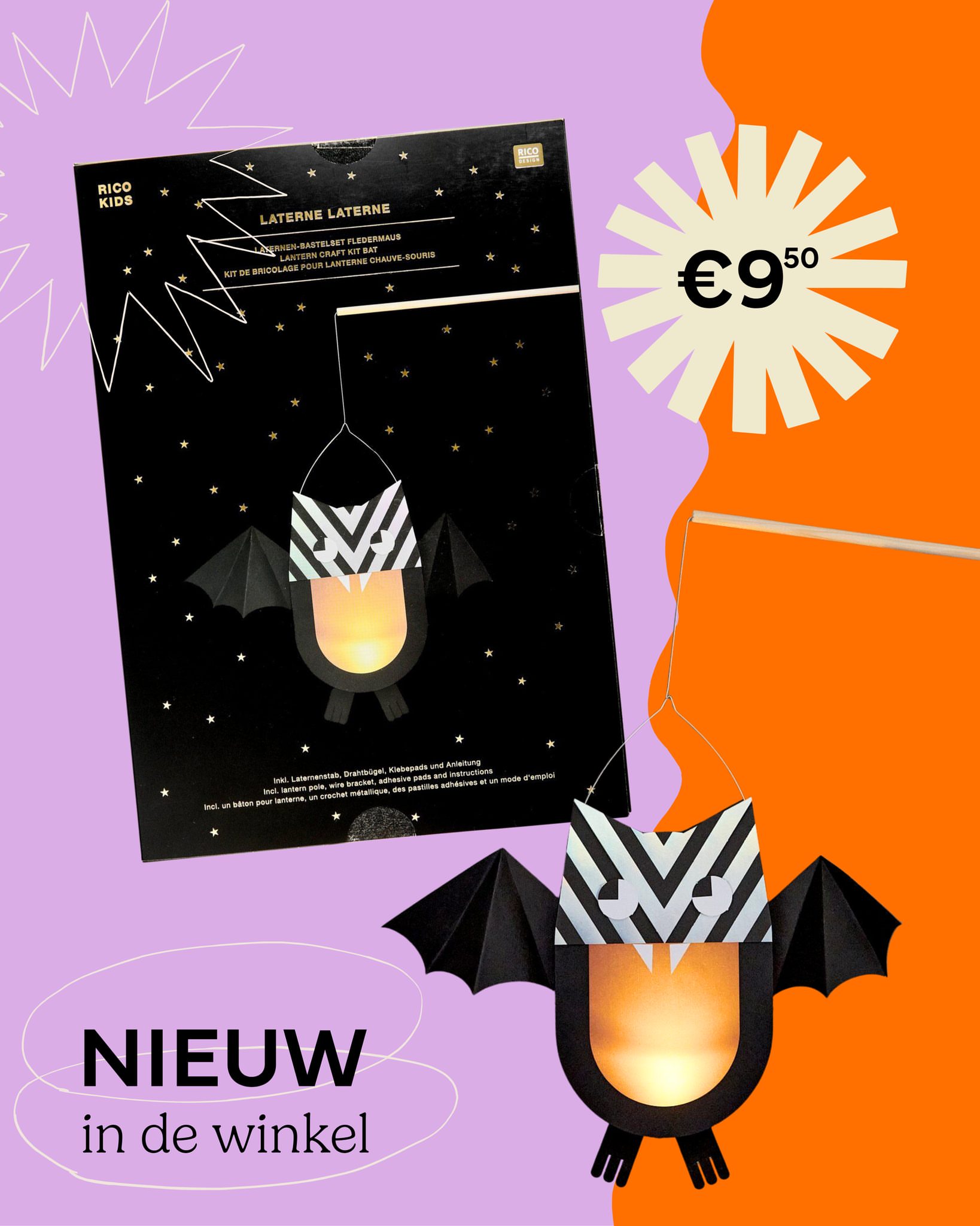 🦇 Deze vleermuis vliegt niet alleen door de nacht… ze brengt ook licht! ✨ Knutsel je eigen vleermuislantaarn en maak va...