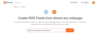 Generate Yahoo News RSS Feeds